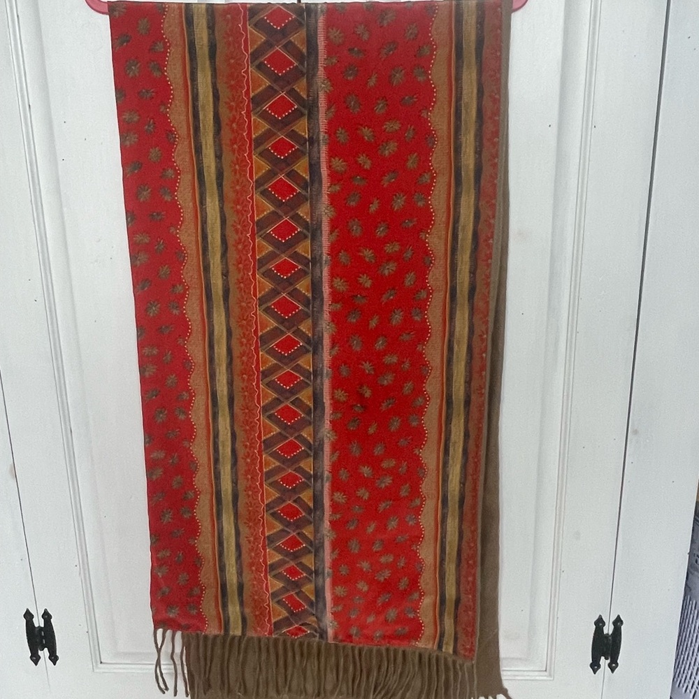 Red and Brown Patterned Scarf from Istanbul - in perfect condition